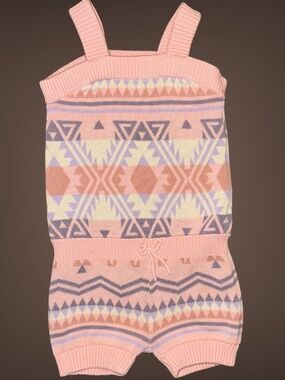 Baby Gap Girls Pink Knit Romper with an aztec pattern, Size toddler 18-24 months